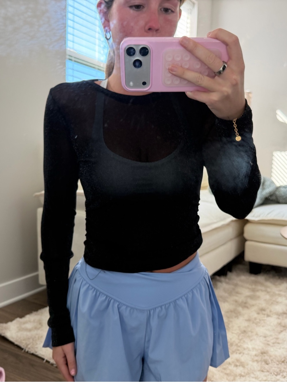 Black Long-Sleeve Scoop Neck Women's Top